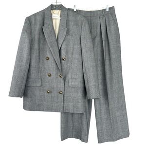 Zimmermann Crush Check Oversized Blazer & Wide Leg Pant Suit Set | Resort 2025